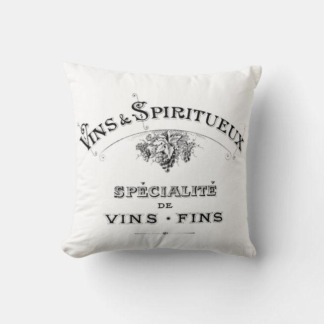 french vintage typography shabby chic cushion (Front)