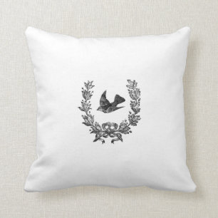 french vintage typography shabby chic cushion bird