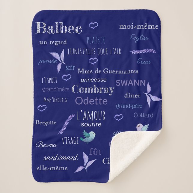 French vocabulary of Proust  - chalkboard Sherpa Blanket (Front)