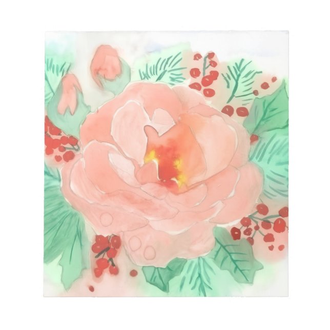 French watercolor rose notepad (Front)