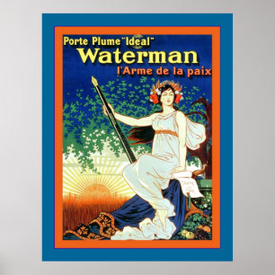 French Waterman Pen ~ Vintage Advertising Poster