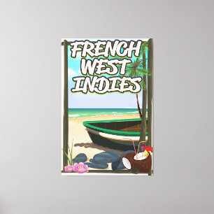 French West Indies Beach travel poster Canvas Print