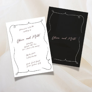 French Whimsy Script Wedding Invite White