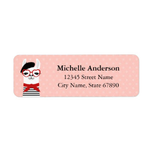 French White Llama Return Address Label