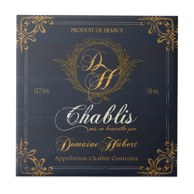 French Wine Label Tile:Chablis Tile (Front)