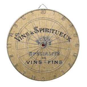 French Wine on Burlap Dartboard