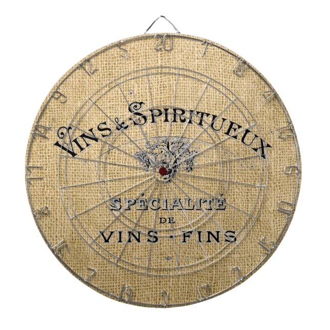 French Wine on Burlap Dartboard (Front)
