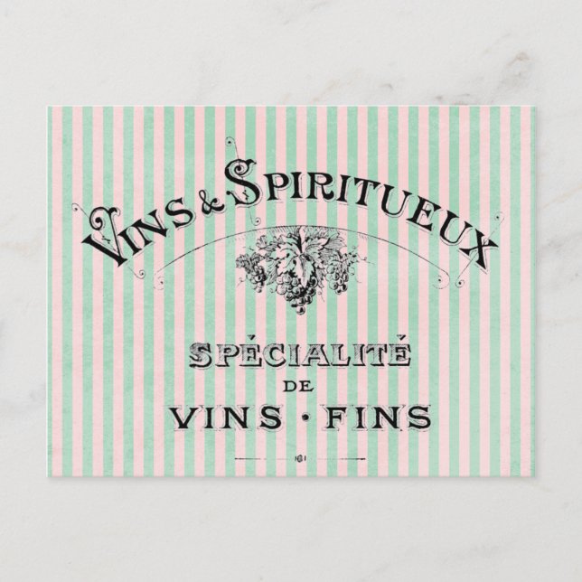 French Wine on Stripes Postcard (Front)