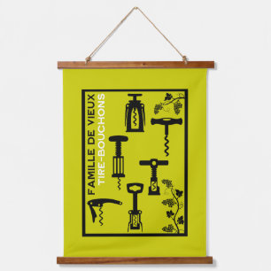 French Wine Vintage Cork Screw Cottagecore Hanging Tapestry