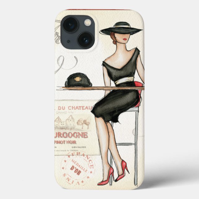 French Woman Drinking Red Wine Case-Mate iPhone Case (Back)