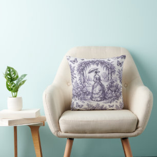 French Woman In a Garden Toile de Jouy Cushion