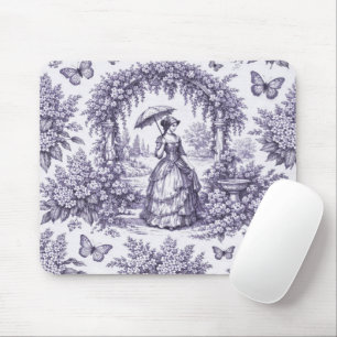 French Woman In a Garden Toile de Jouy Mouse Pad