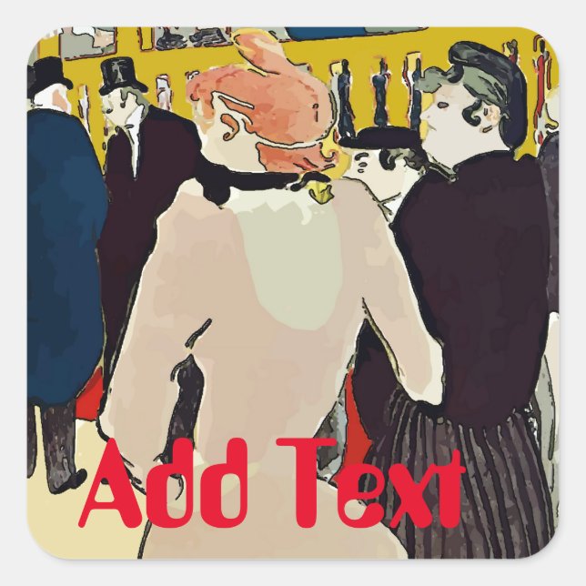 French Women Walking, add text, Square Sticker (Front)