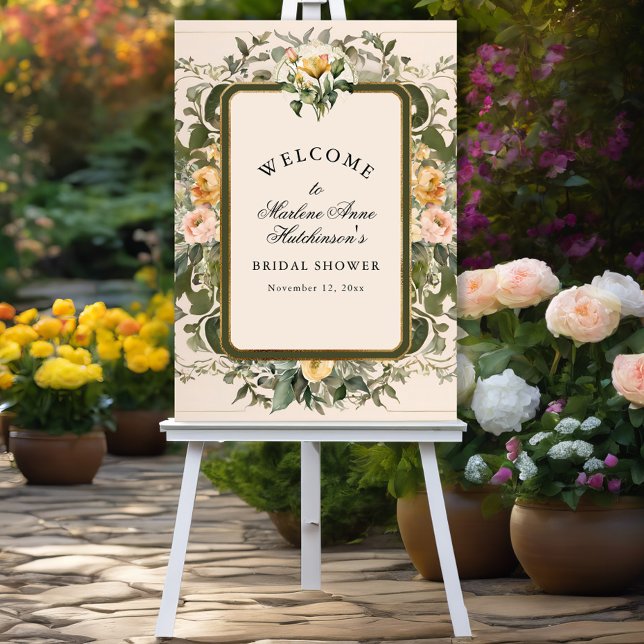 French Yellow Floral Elegant Tea Bridal Shower Poster (Creator Uploaded)