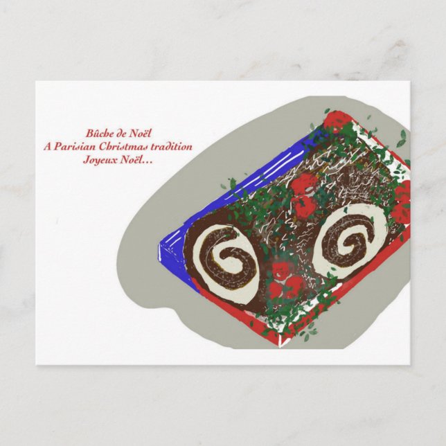 French Yule Christmas Log Postcard (Front)