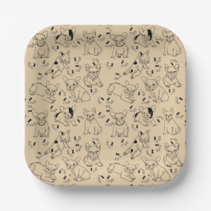 Frenchie and Bones Paper Plate