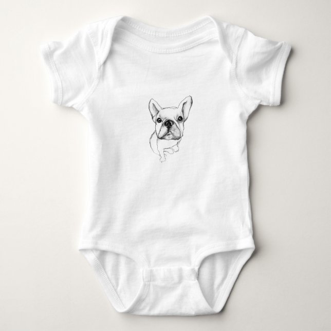 Frenchie Baby One Piece Baby Bodysuit (Front)