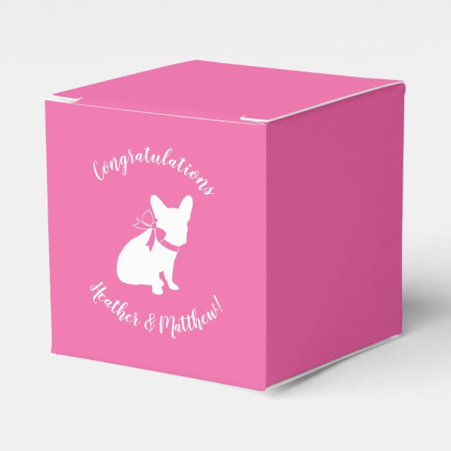 Frenchie Baby Shower French Bulldog Pink Favour Box (Front Side)