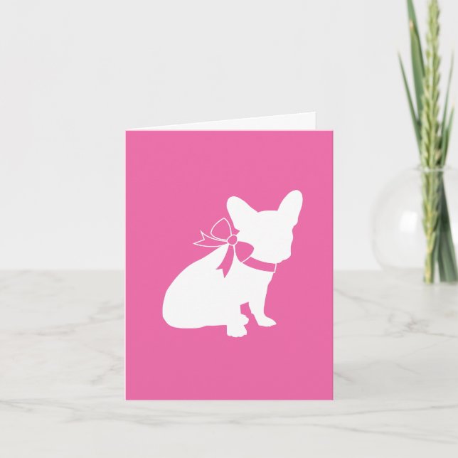 Frenchie Baby Shower French Bulldog Pink Thank You Card (Front)