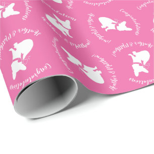 Frenchie Baby Shower French Bulldog Pink Wrapping Paper