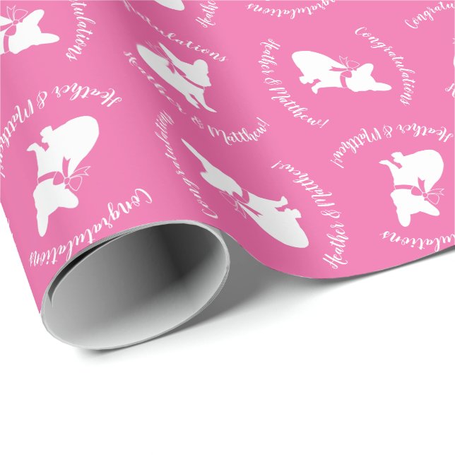 Frenchie Baby Shower French Bulldog Pink Wrapping Paper (Roll Corner)
