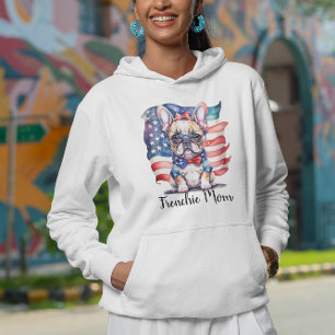 Frenchie Bulldog Mum Patriotic USA Flag  Hoodie
