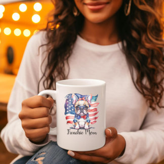 Frenchie Bulldog Mum Patriotic USA Flag  Large Coffee Mug