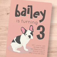 Frenchie Bulldog Puppy Dog Birthday Invitation