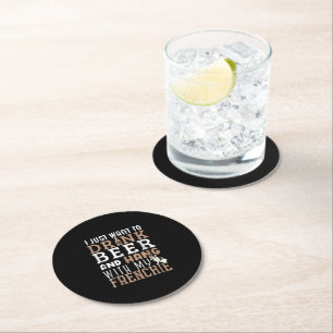 Frenchie Dad T Funny French Bulldog Lover Gift Round Paper Coaster