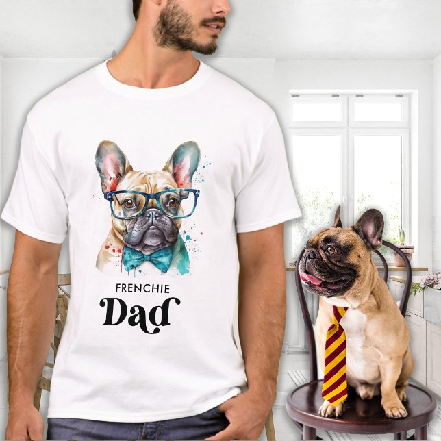 Frenchie Dog DAD Personalised Retro French Bulldog T-Shirt (Creator Uploaded)