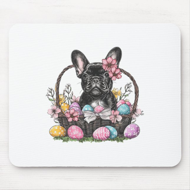 Frenchie Dog Easter Frenchie Dog Eggs Artwork  Mouse Pad (Front)