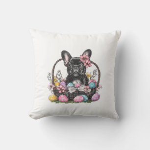 Frenchie Dog Easter Frenchie Dog Eggs Artwork T-Sh Cushion