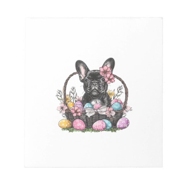 Frenchie Dog Easter Frenchie Dog Eggs Artwork T-Sh Notepad (Front)