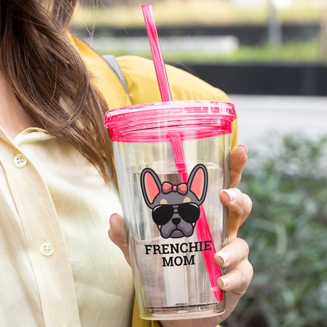 Frenchie Dog Mum Lilac and Tan French Bulldog Acrylic Tumbler (Creator Uploaded)