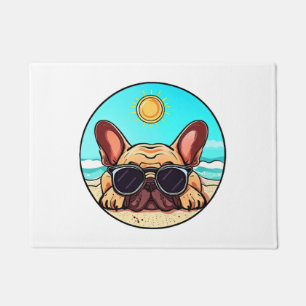 Frenchie Enjoying Beach Doormat