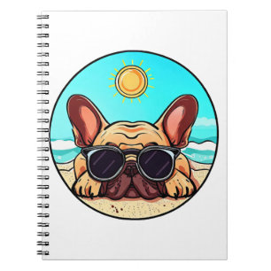 Frenchie Enjoying Beach Notebook