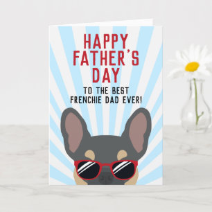 Frenchie Father's Day Blue and Tan French Bulldog Card