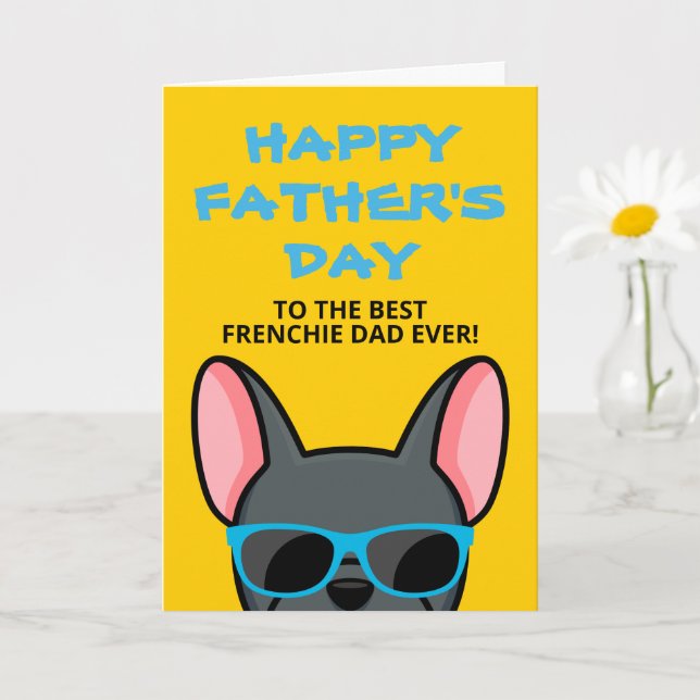 Frenchie Father's Day Blue French Bulldog Card (Small Plant)