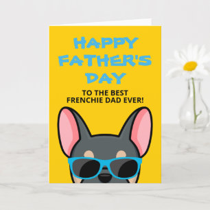 Frenchie Father's Day Blue Tan French Bulldog Card