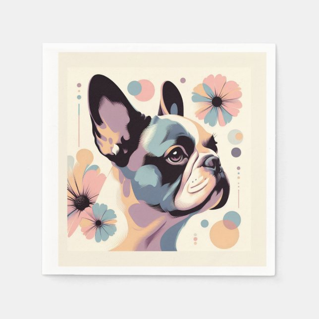 Frenchie Floral Vibes Napkin (Front)
