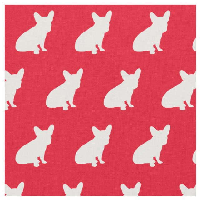 Frenchie French Bulldog Dog Silhouette Red Fabric (Close Up)