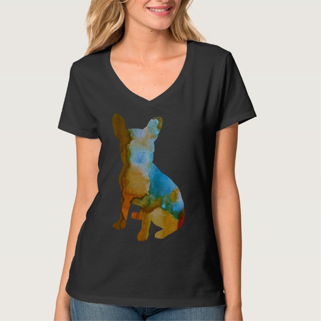 Frenchie French Bulldog Dog Silhouette T-Shirt (Front)
