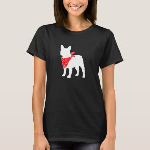 Frenchie French Bulldog Dog Wearing Red Bandanna T-Shirt