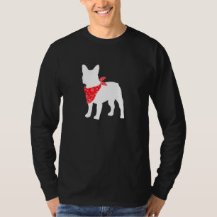 Frenchie French Bulldog Dog Wearing Red Bandanna T-Shirt