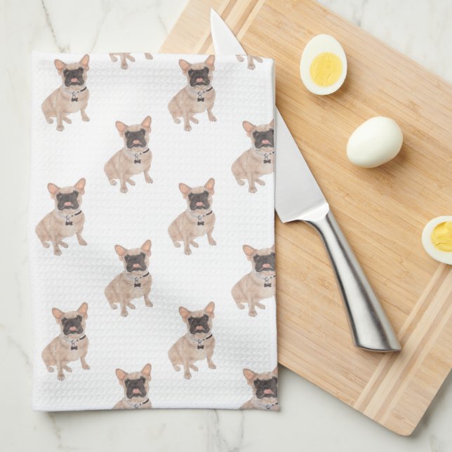 Frenchie French Bulldog (Masked)  Tea Towel (Quarter Fold)