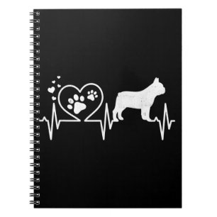 Frenchie French Bulldog Mum Dad Heartbeat Heart Notebook