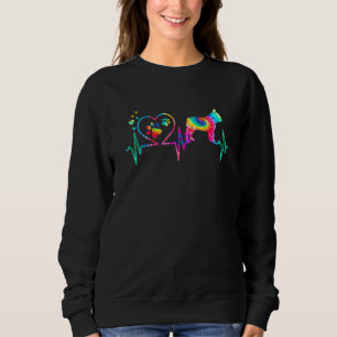 Frenchie French Bulldog Mum Dad Heartbeat Tie Dye Sweatshirt