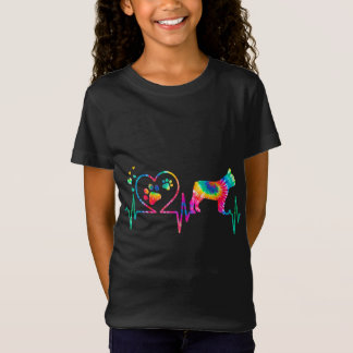 Frenchie French Bulldog Mum Dad Heartbeat Tie Dye T-Shirt
