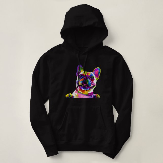 Frenchie French Bulldog Pop Art Portrait Bouledogu Hoodie (Design Front)