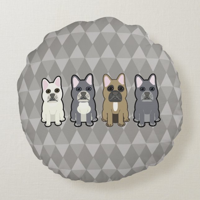 Frenchie Friends Round Cushion (Back)